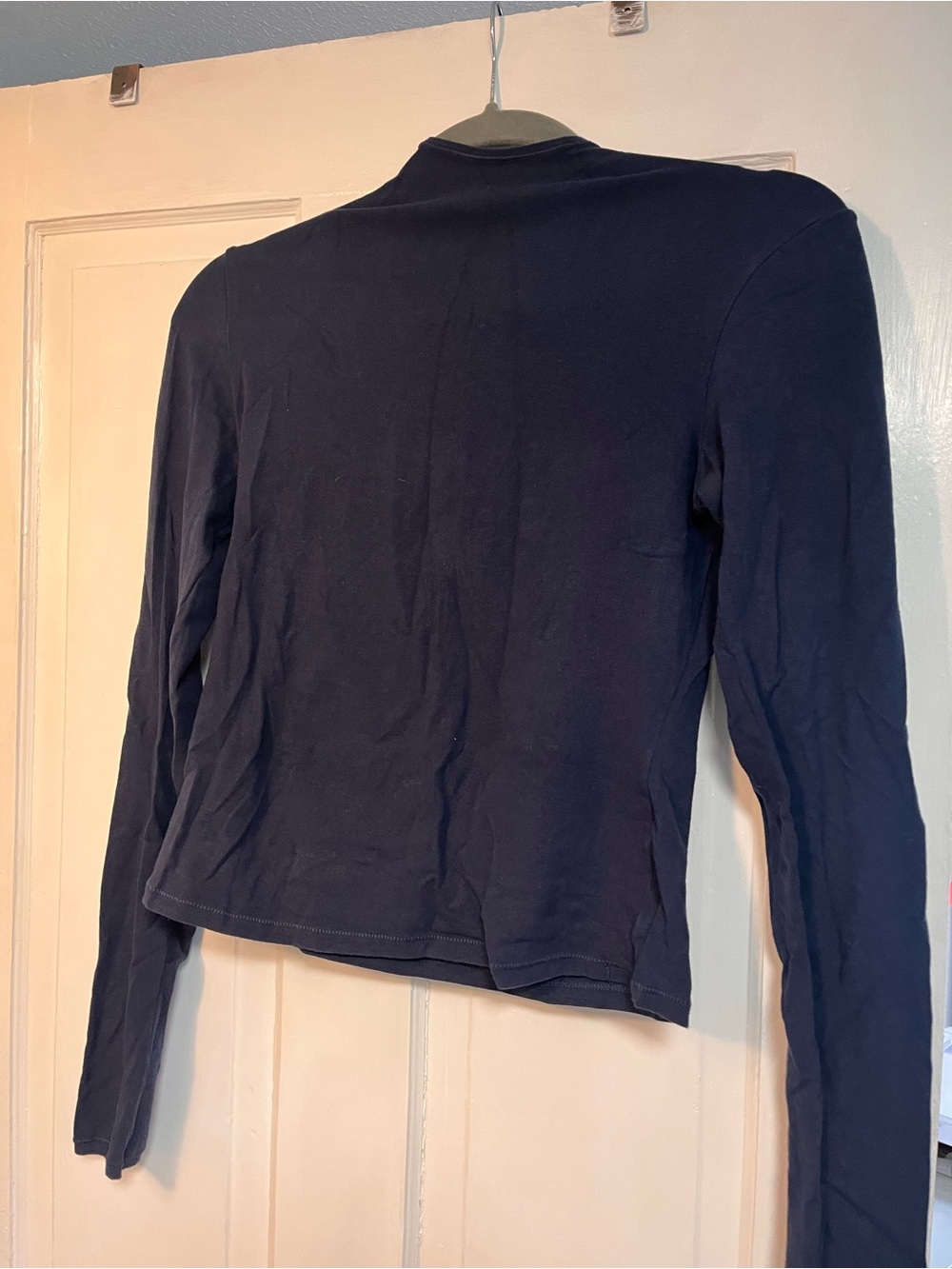 NWT SKIMS Navy Cotton Jersey long sleeve turtleneck size Large